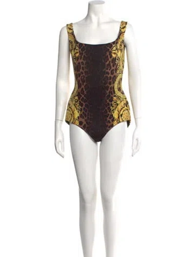 Pre-owned Versace Silk Animal Print Top W/ Tags In Black