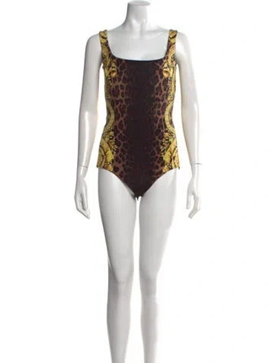 Pre-owned Versace Silk Animal Print Top W/ Tags In Black