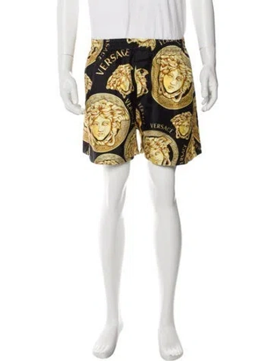 Pre-owned Versace Silk Athletic Shorts W/ Tags In Black