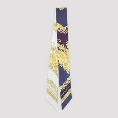 Versace Silk Bandeau Scarf 5cm X 86cm In Blue