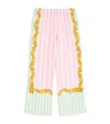 Versace Silk Barocco Pinstripe Trousers In Pink
