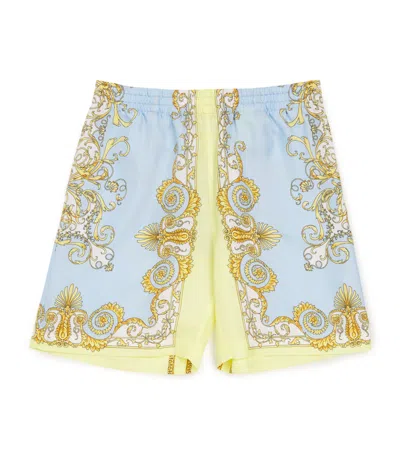 Versace Kids' Silk Barocco Shorts In Multi