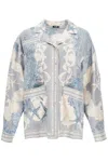 Versace Barocco Sea Silk Oversize Shirt In Grey