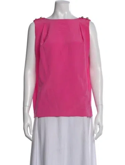 Pre-owned Versace Silk Bateau Neckline Blouse In Pink