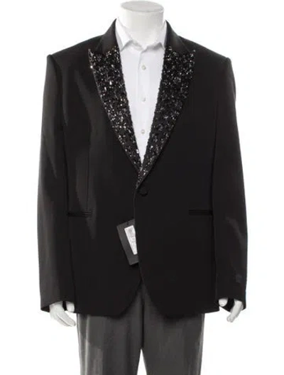 Pre-owned Versace Silk Beaded Accents Blazer W/ Tags In Gray