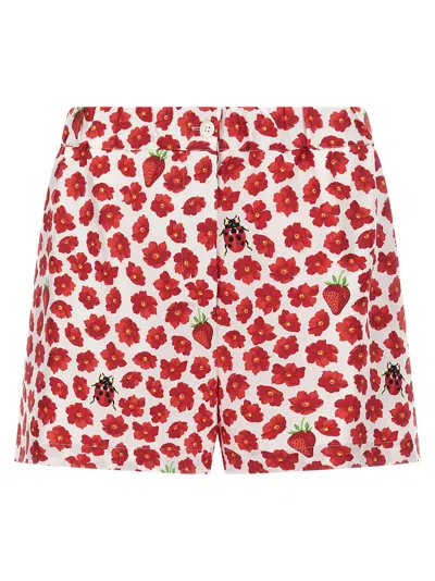 Versace Strawberry Garden Bermuda Shorts In Red