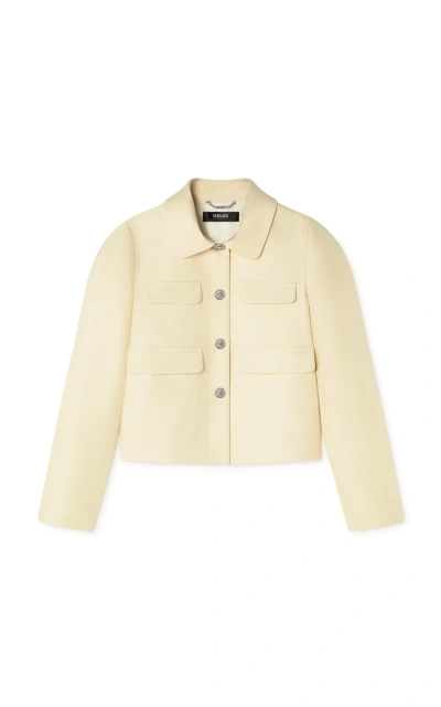 Versace Silk-blend Blouson Jacket In Neutral