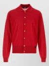 Versace Silk Blend Cardigan Collared Design In Red