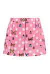Versace Butterflies-print Silk-blend Shorts In Pink
