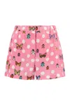 Versace Butterfly Polka Dot Elastic Waist Shorts In Pink