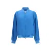 Versace Silk Zip Bomber Jacket In Blue