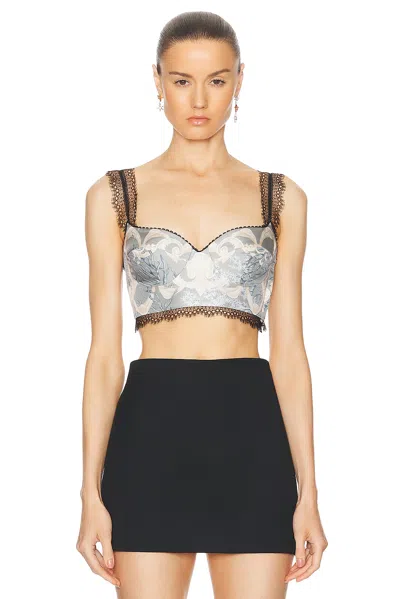 Versace Lace-trim Brassiere Top In Blue+print