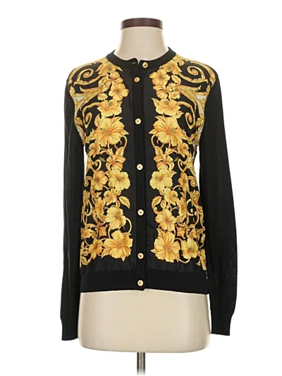 Pre-owned Versace Silk Cardigan Sweater In Black