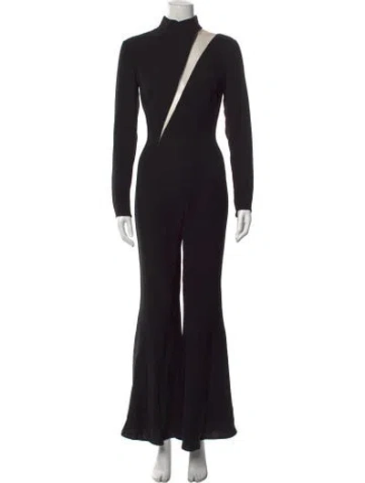 Pre-owned Versace Silk Colorblock Pattern Jumpsuit In Black