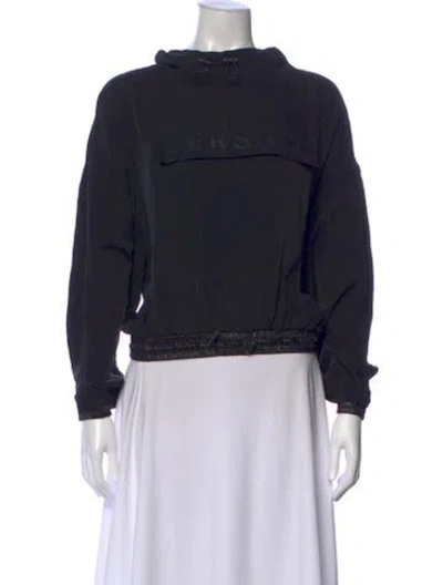 Pre-owned Versace Silk Crew Neck Hoodie In Black