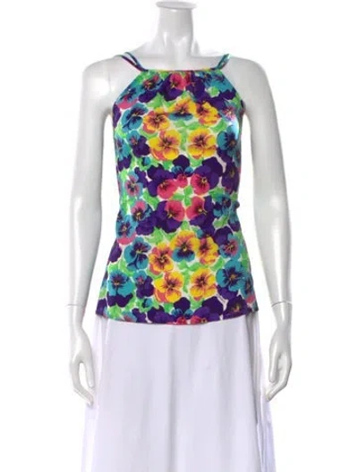 Pre-owned Versace Silk Crew Neck Top In Purple