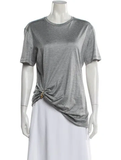 Pre-owned Versace Silk Crew Neck T-shirt In Gray