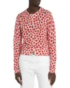 Versace Strawberry Garden Print Cardigan In White/red