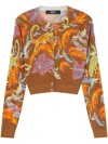 Versace Exotic Barocco Cropped Cardigan In Brown