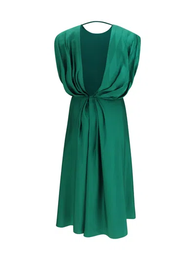 Versace Silk Diamond-jacquard Midi Dress In Green