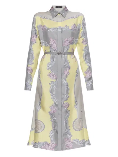 Versace Sheer Fabric Knee-length Long Sleeves Dress In Multi