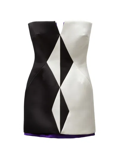 Versace Silk Duchesse Mini Dress In Black
