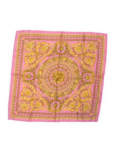Pre-owned Versace Silk Floral Print Scarf In Multi