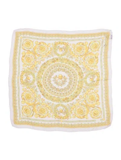 Pre-owned Versace Silk Floral Print Scarf In Pink