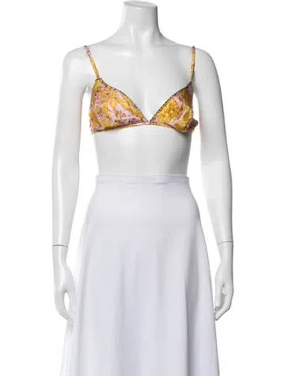 Pre-owned Versace Silk Floral Print Sports Bra W/ Tags In Black