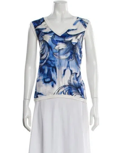 Pre-owned Versace Silk Floral Print Sweater In Multi