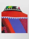 Versace Silk All-over Print Button-front Shirt With Classic Collar In Multi