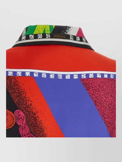 Versace Silk Formula 6 Printed Long-sleeve Shirt In Multi