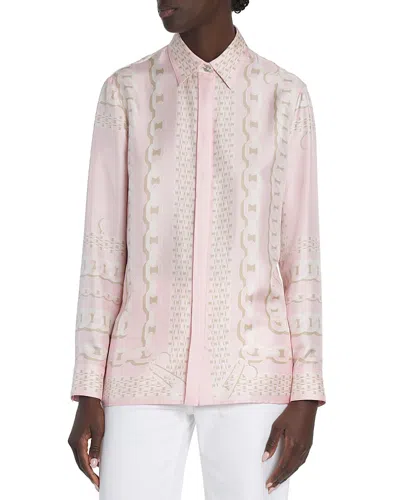 Versace Foulard Print Silk Twill Shirt In Pink