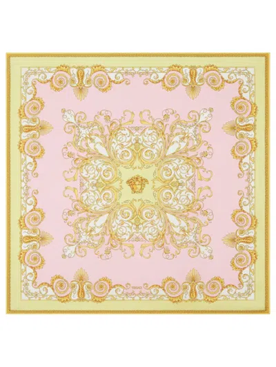 Versace Silk Foulard Scarf In Gray