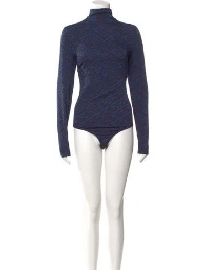 Pre-owned Versace Silk Graphic Print Bodysuit In Black