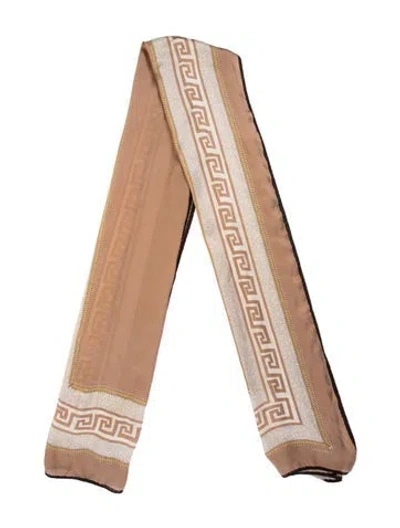 Pre-owned Versace Silk Graphic Print Scarf In Neutrals
