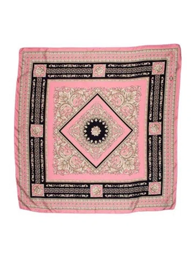 Pre-owned Versace Silk Graphic Print Scarf In Pink