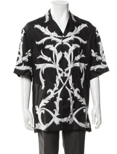 Pre-owned Versace Silk Graphic Print Shirt In Black