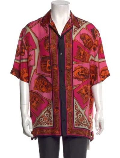 Pre-owned Versace Silk Graphic Print Shirt In Multicolor