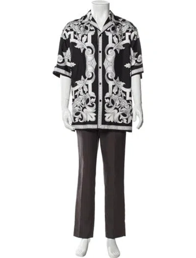 Pre-owned Versace Silk Graphic Print Shirt W/ Tags In Multi