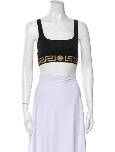Pre-owned Versace Silk Graphic Print Sports Bra In Neutral