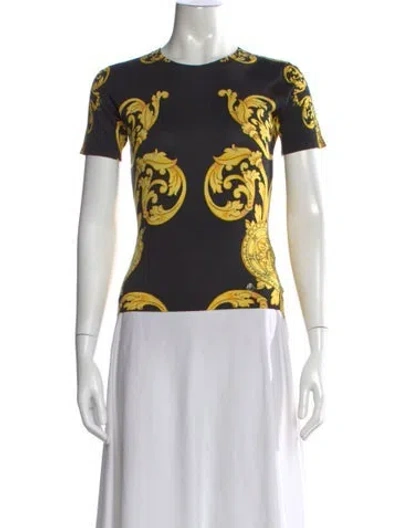 Pre-owned Versace Silk Graphic Print Sweater In Black
