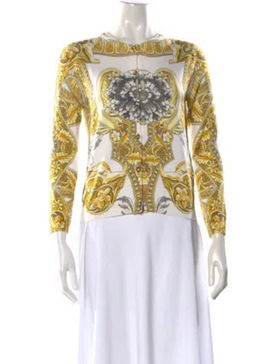 Pre-owned Versace Silk Graphic Print Sweater In Gold