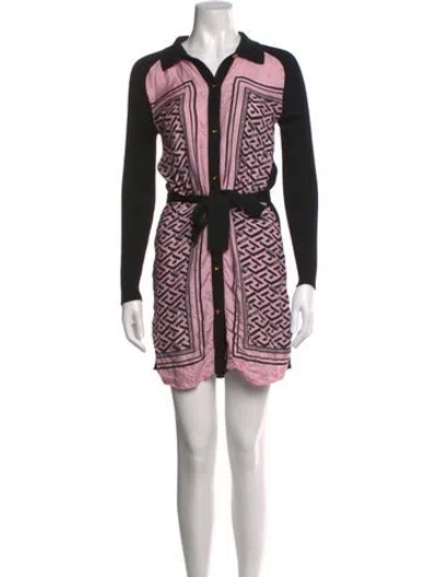 Pre-owned Versace Silk Graphic Print Sweater In Pink