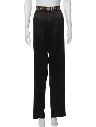 Pre-owned Versace Silk Graphic Print Sweatpants In Black