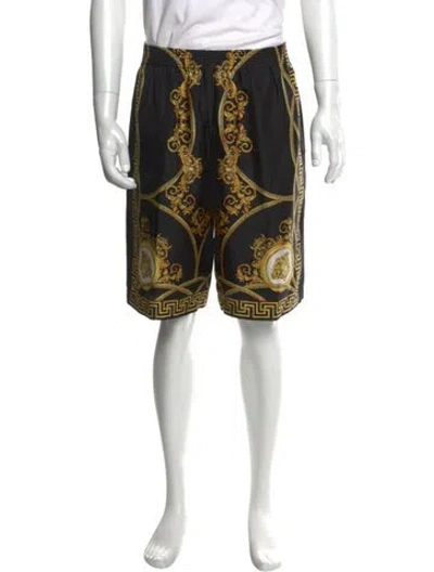Pre-owned Versace Silk Jogger Shorts In Black