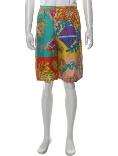 Pre-owned Versace Silk Jogger Shorts In Blue