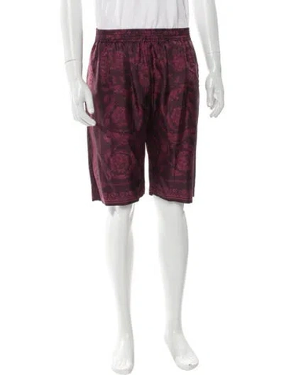 Pre-owned Versace Silk Jogger Shorts In Burgundy