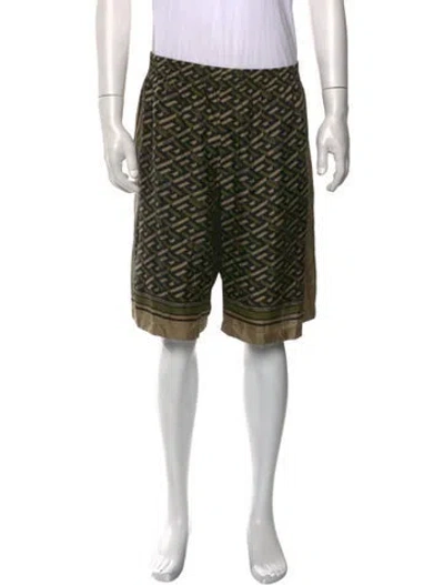 Pre-owned Versace Silk Jogger Shorts In Green