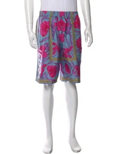 Pre-owned Versace Silk Jogger Shorts In Green